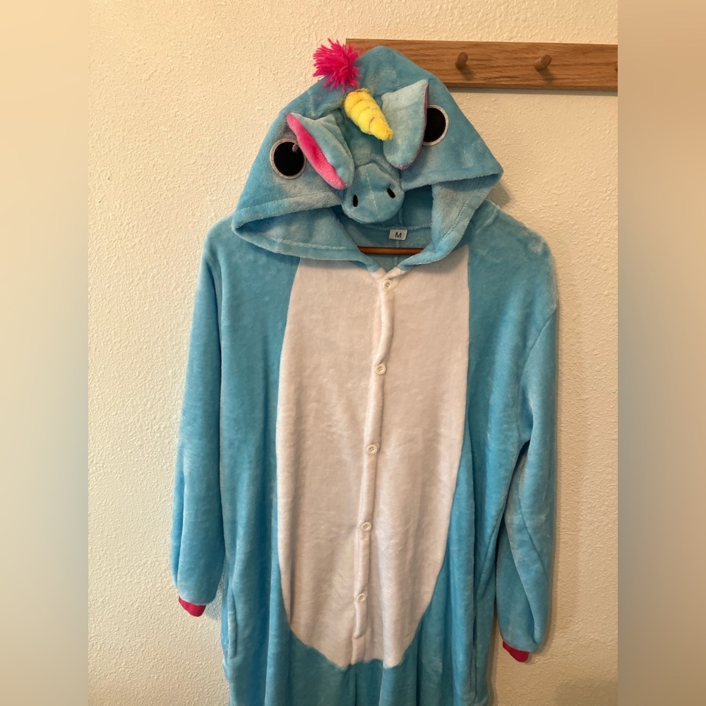 Cozy Blue Unicorn Onesie with Hood
